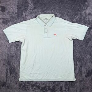Tommy Bahama Emfielder Polo Shirt Mens XL Supima Cotton Pique Seafoam Green